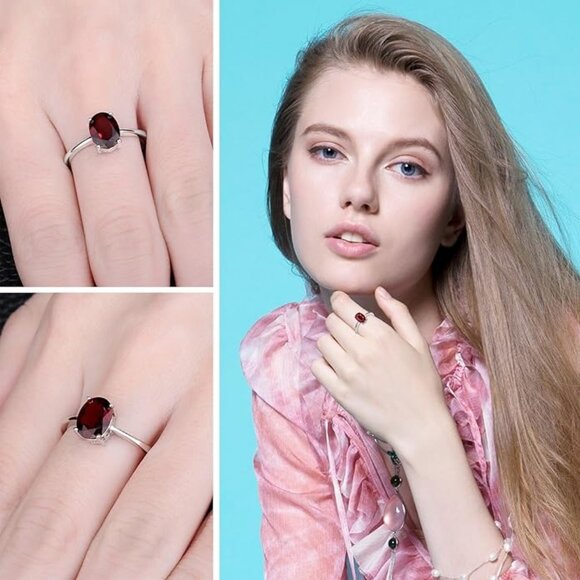❤️ 1.67ct Natural Garnet Ring - 925 Sterling Silver - Picture 3 of 6